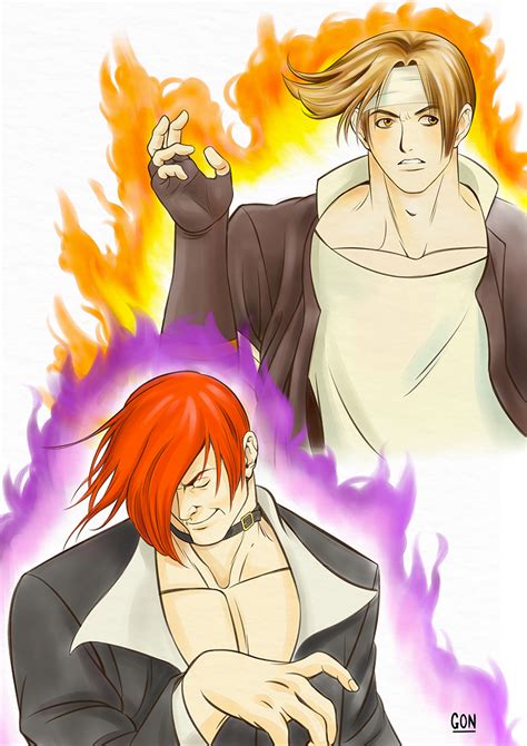 Kyo Kusanagi And Iori Yagami Illustration On Manga Style Fanart Based On The Game Anime The