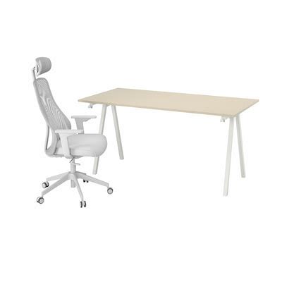 TROTTEN / MATCHSPEL desk and chair, beige/white light gray - IKEA