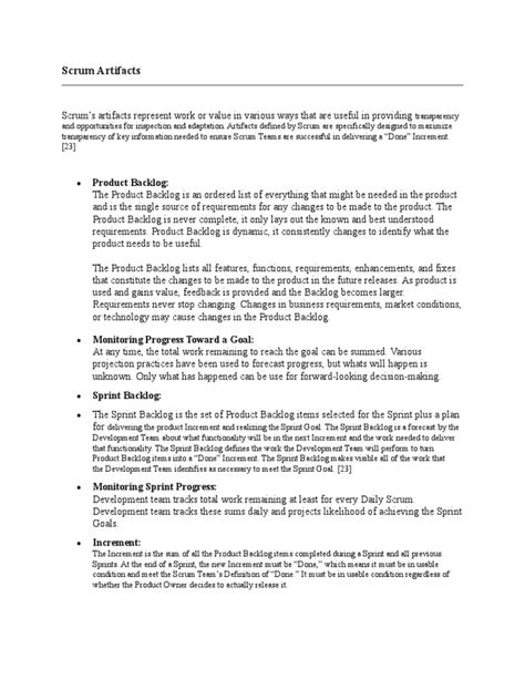 Scrum Artifacts Pdf Scrum Software Development Production And