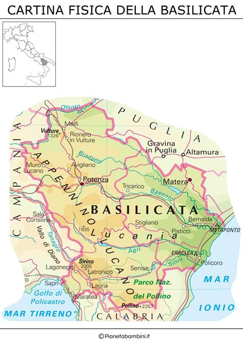 Cartina Muta Fisica E Politica Della Basilicata Da Stampare