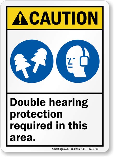 Double Hearing Protection Required In This Area Sign