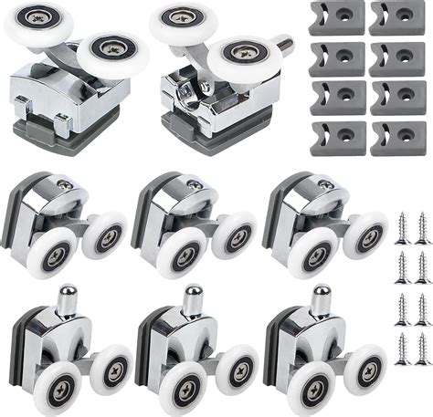 Vegena 8 Pieces Shower Door Rollers Sliding Shower Doors Wheels 23mm Shower Door Twin Rollers