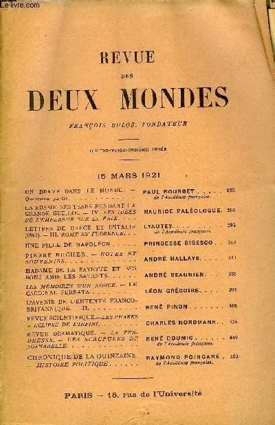 Revue Des Deux Mondes Xcie Annee N Un Drame Dans Le Monde