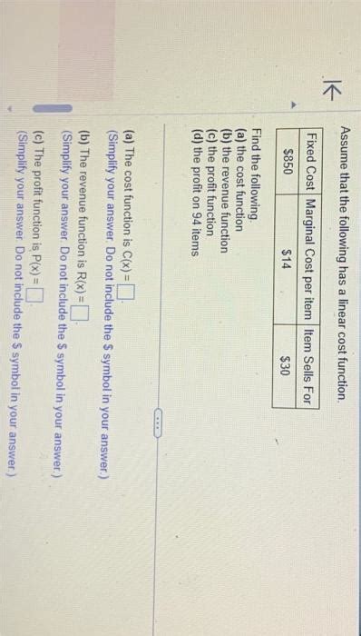 Solved Assume That The Following Has A Linear Cost Function