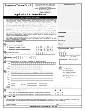 Fillable Online Op Nysed Respiratory Therapy Form Op Nysed Fax