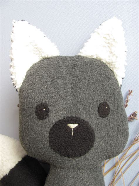 Silver Fox Plush Stuffed Animal Toy Handstitched Eco By Mypetmoon