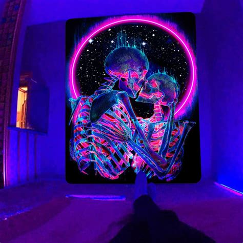 Cute Tapestry Tapestry For Bedroom Trippy Skeleton Tapestries Glow In