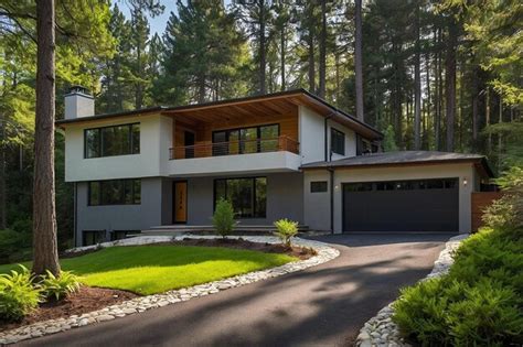 Suburban House In The Forest Premium Ai Generated Image