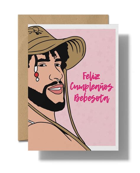 Bad Bunny Card Feliz Cumpleanos Bebesota Benito Printable Card Un