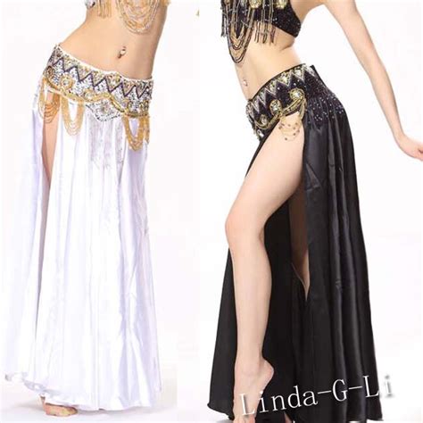 Professional Hot Sexy Belly Dance Costume Saint Skirt 2 Side Slits