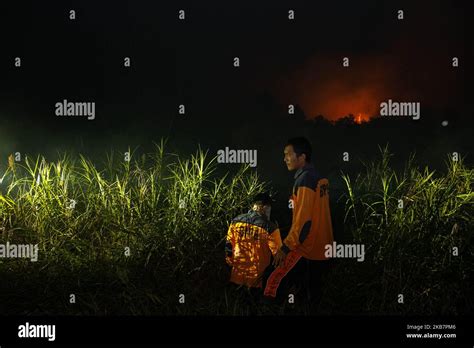 This Picture Taken On October Shows An Indonesian Firefighter