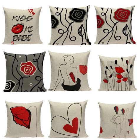 Personality Creative Red Pillow Case Throw Pillowcase Cotton Linen