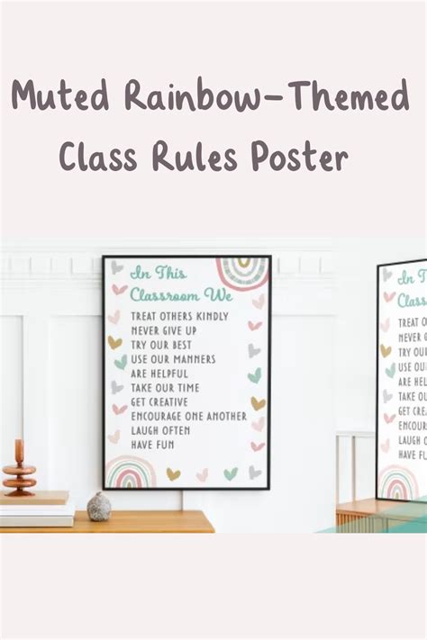 Classroom Rules Muted Rainbow Themed Poster Artofit