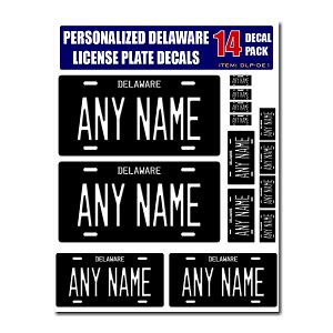 Personalized Delaware License Plate Decals - Stickers Version 2