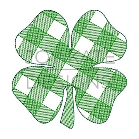 Shamrock Gingham Sketch Embroidery Design Joy Kate Designs