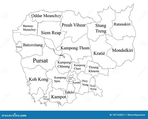 Provinces Map of Cambodia stock vector. Illustration of division ...