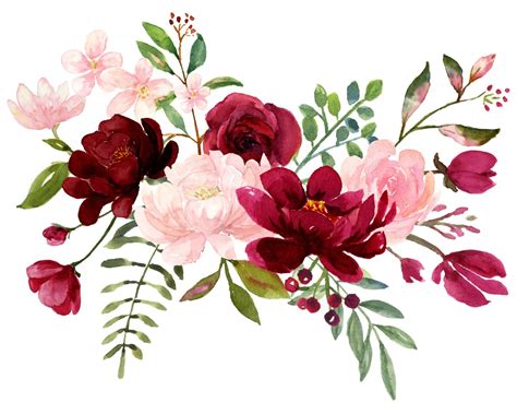 Blush And Burgundy Flowers Watercolor Clipart Collection Etsy Ftd