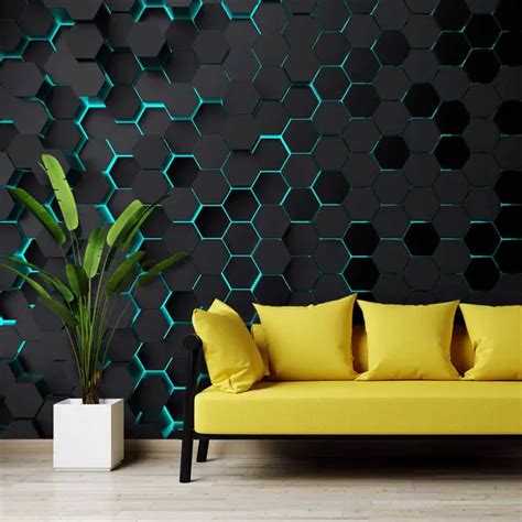 Wall Mural Photo Wallpaper "Black turquoise hexagon" Nr. u93618 | Uwalls