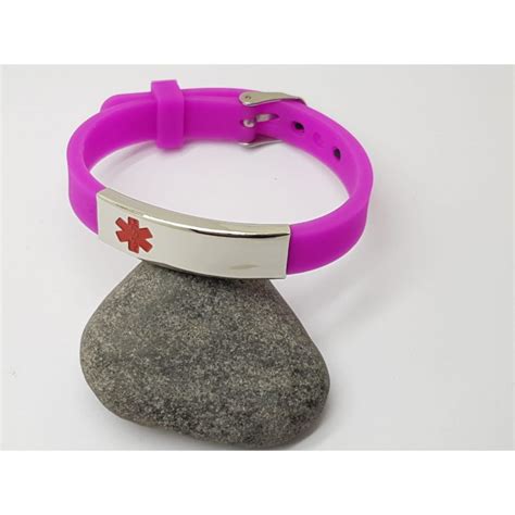 Pink Silicone Medical Alert Bracelet Dragons Designs