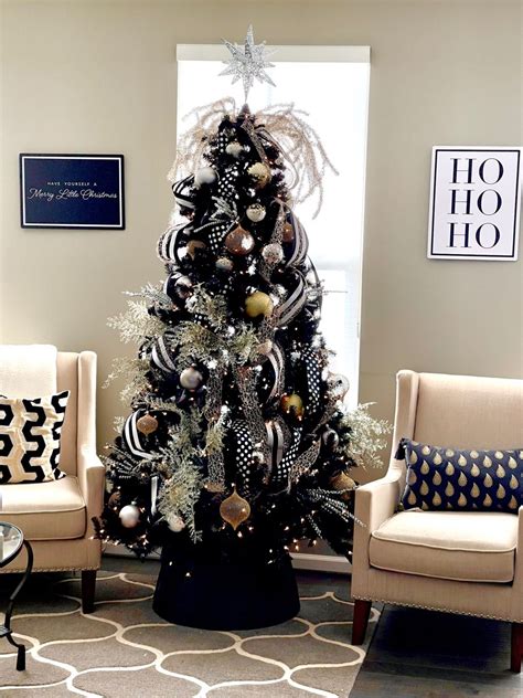 Black White Christmas Tree In Christmas Themes Decorations