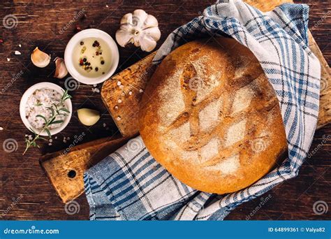 Freshly Baked Traditional Bread On Wooden Table Stock Image Image Of Tasty Fresh 64899361