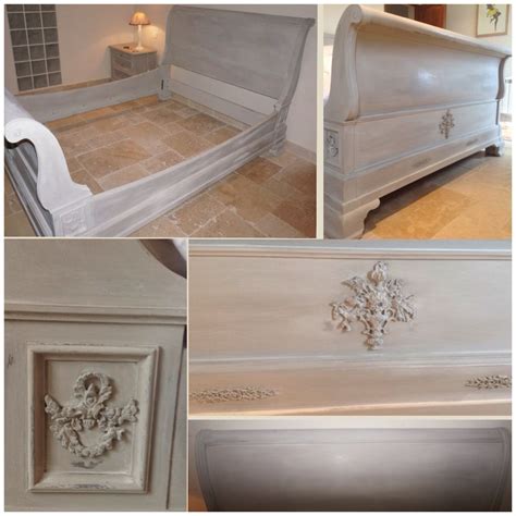 French Sleigh Bed Beautifully Painted In Annie Sloan Old White And French