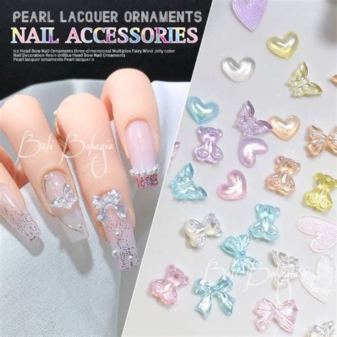 Jual Hiasan Kuku Nail Art Accessories Colorful Bear And Bow 5 Pcs