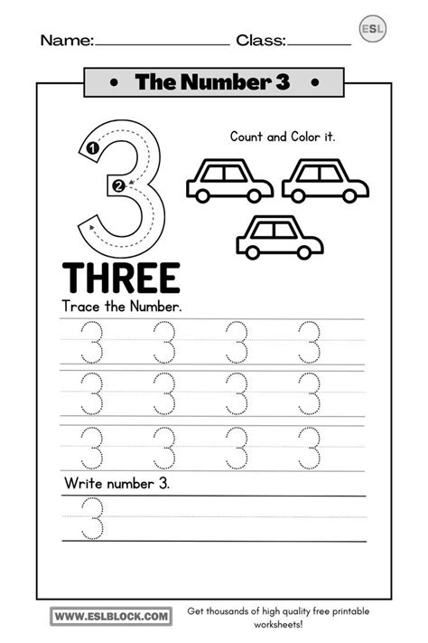 Tracing number 3 worksheets – Artofit