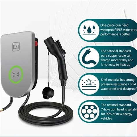 22 Kilowatts LCD Screen Wall Mounted EV Charging Station With RFID And App