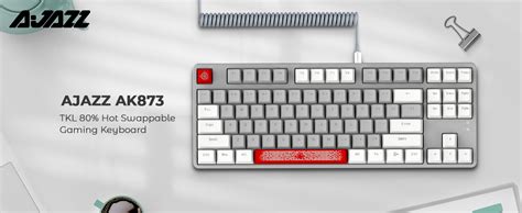 Ajazz Ak Wired Gaming Keyboard With Coiled Usb C Cable Hot Swappable Red Switch