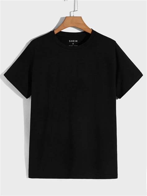 Men Solid Round Neck Tee Plain Black T Shirt Mens Plain T Shirts