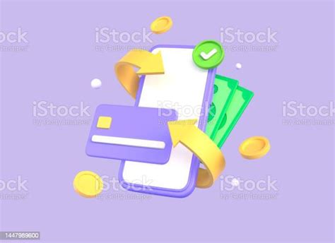 Ponsel 3d Kartu Kredit Dan Koin Emas Dalam Gaya Kartun Cashback Dan