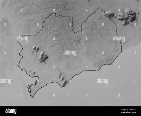 Ba Ria Vung Tau Province Of Vietnam Grayscale Elevation Map With Lakes And Rivers Stock