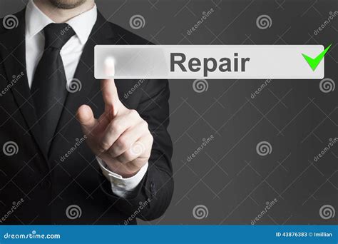 Businessman Pushing Button Repair Service Stock Image - Image of office, call: 43876383