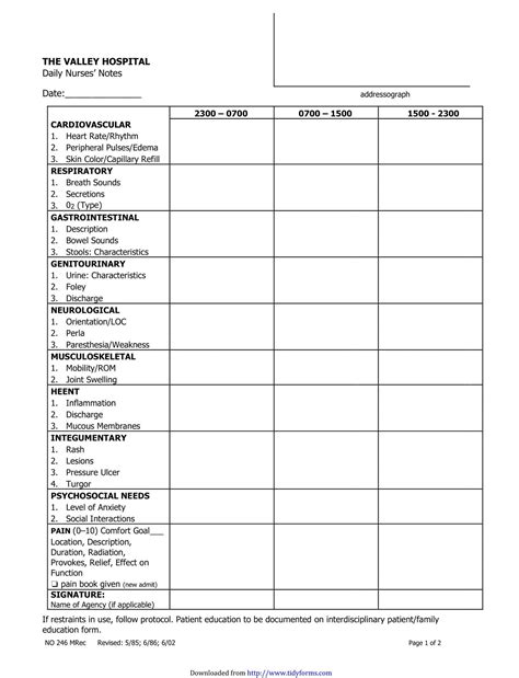 Free Printable Nursing Notes Templates Word Pdf