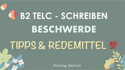 B2 TELC BESCHWERDE Tipps Redemittel 100 PUNKTE Schreiben Mit 10