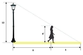 A Street Light Is At The Top Of A 12 Ft Tall Pole A Woman 6 Ft Tall