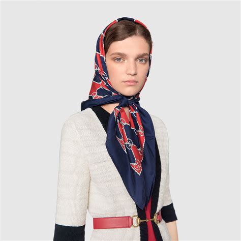 Gucci Rhombus Print Silk Scarf Gucci Womens Scarves 4888673g0014274