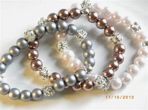 Jewelry and Accessories: 3 pearls bracelets, pink pearl stretch ...