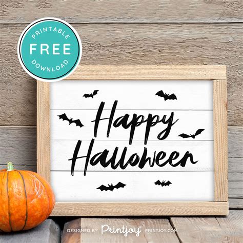 Free Printable Happy Halloween Bats Wall Art Decor Download | Printjoy