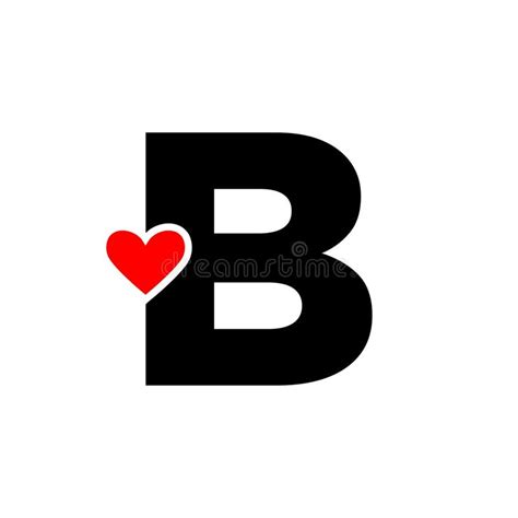 Letter B With Red Heart Monogram B Heart Icon Stock Vector