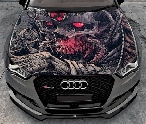 Skeleton Skull Car Hood Wrap Vinyl Decal Full Color Graphics Bonnet Sticker In 2021 Car Vinyl