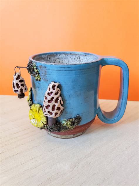 Morel Mushroom Ceramic Mug With Morel Charm Handmade Ceramic Etsy