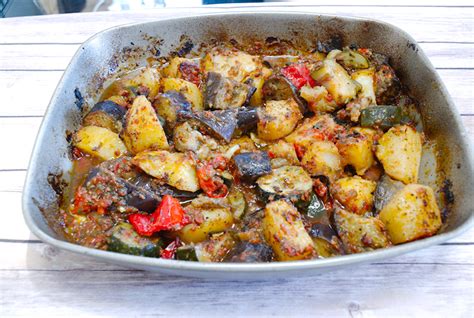 Eggplant And Zucchini Casserole In Tomato Sauce Greek Briam Socraticfood