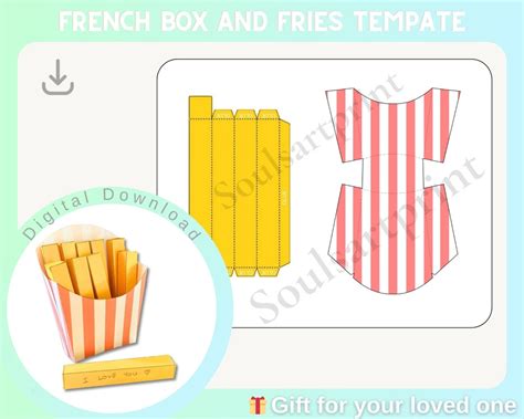 French Fry Box Template Diy Gift French Fries Template Gift Box