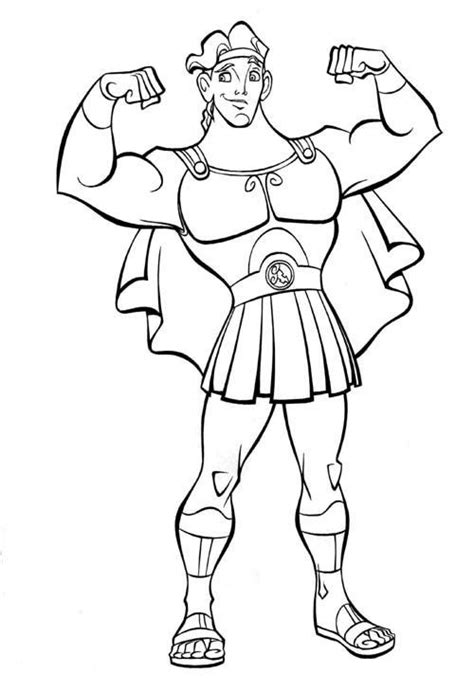 Coloriage Hercule montre ses muscles dessin gratuit à imprimer