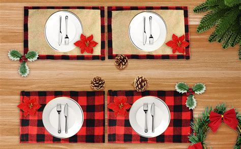 Amazon Pcs Red And Black Buffalo Check Placemats Plaid Placemats