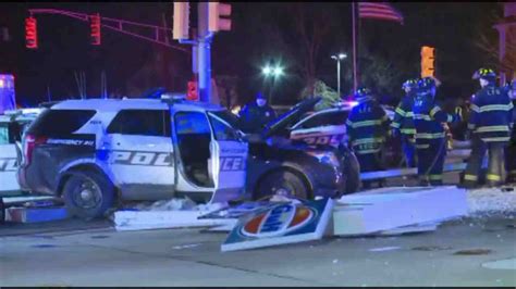 2 Millburn Police Cruisers Collide While Trying To Pull Someone Over In Livingston New Jersey