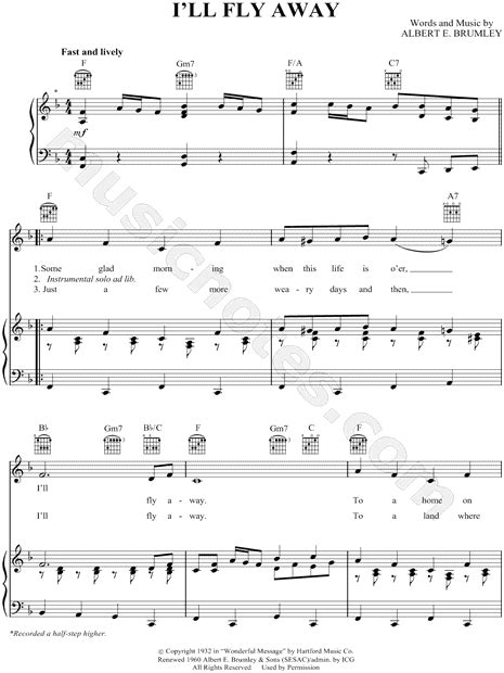 Alan Jackson Ill Fly Away Sheet Music In F Major Transposable Download And Print Sku