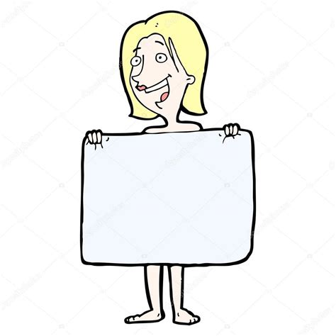 Cartoon Naked Woman Covering Self With Towel Stock Vector